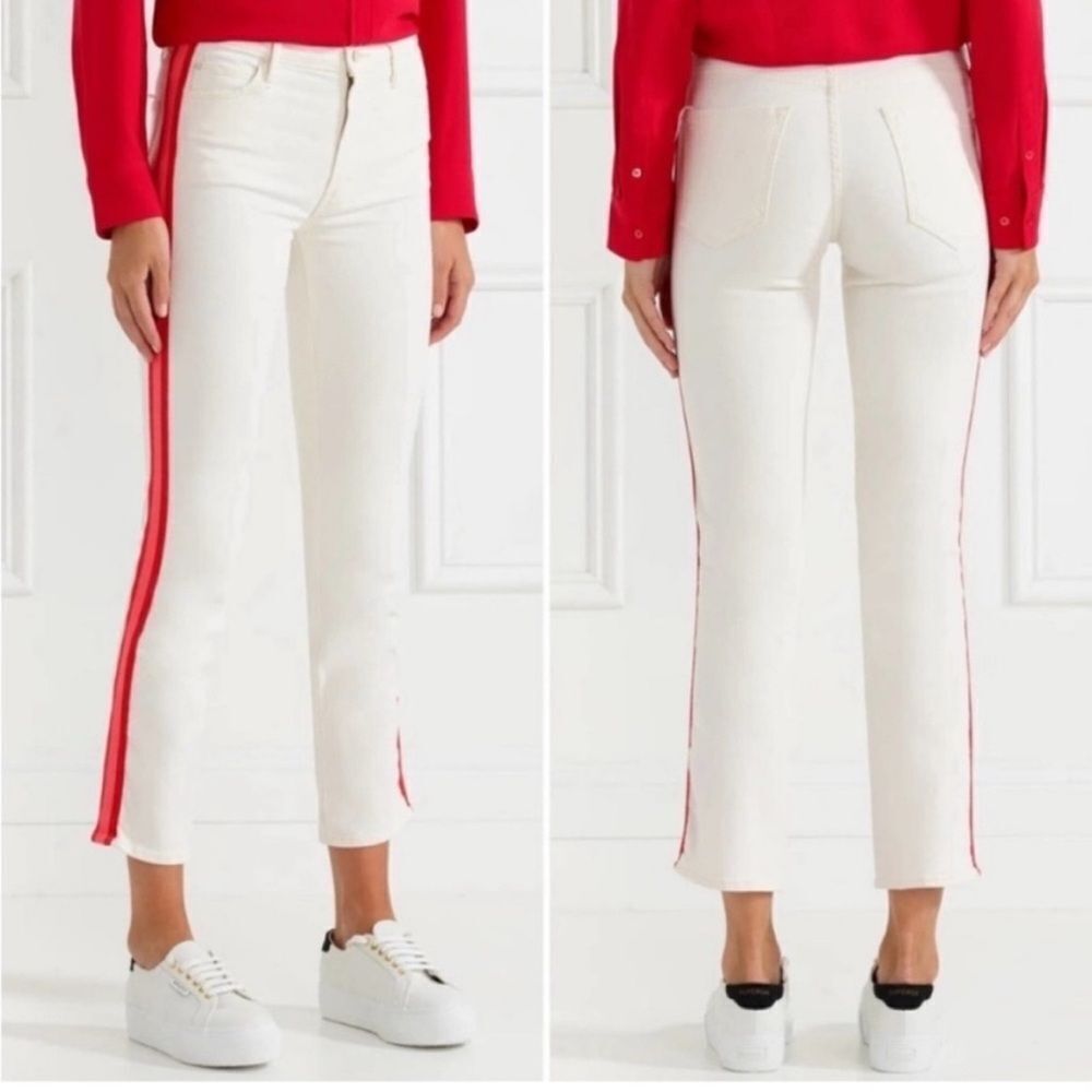 Mother The Dazzler Mid-Rise Crop Jeans Whipping the Cream Pink Racer- Size 26